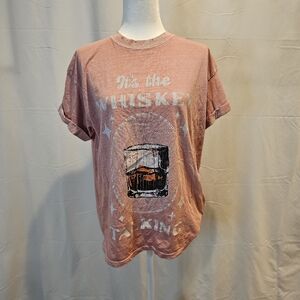 Girl Dangerous Rose Graphic‎ Tee with Whiskey Design Size S